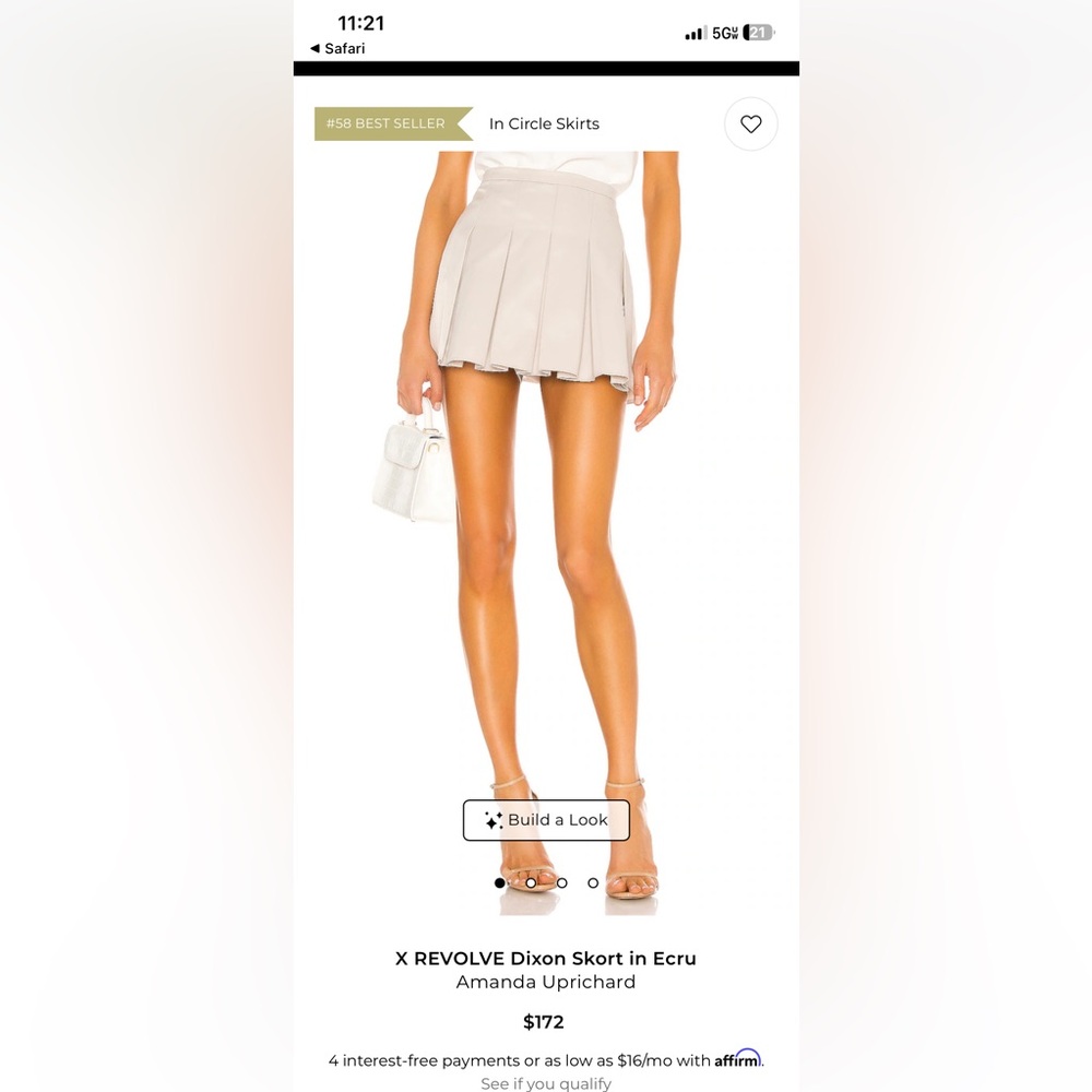 Amanda Uprichard Cream Pleated Skort